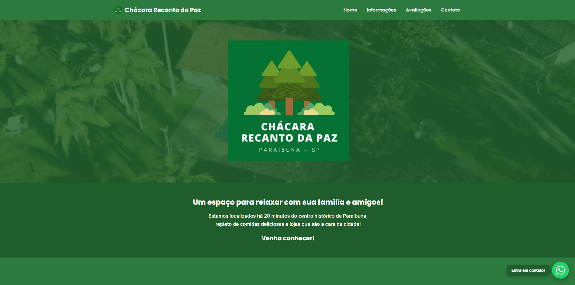 Página inicial de Recanto da Paz